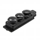 Колодка каучук, 3 розетки, с крышками, с/з, 16А, IP44, черная, (шт.) 89-0-088